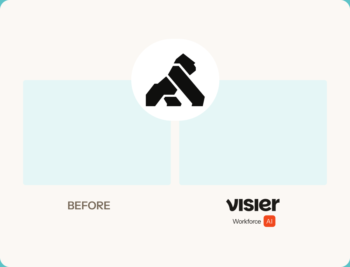 Before and after: scattered spreadsheets replaced by Visier Workforce AI