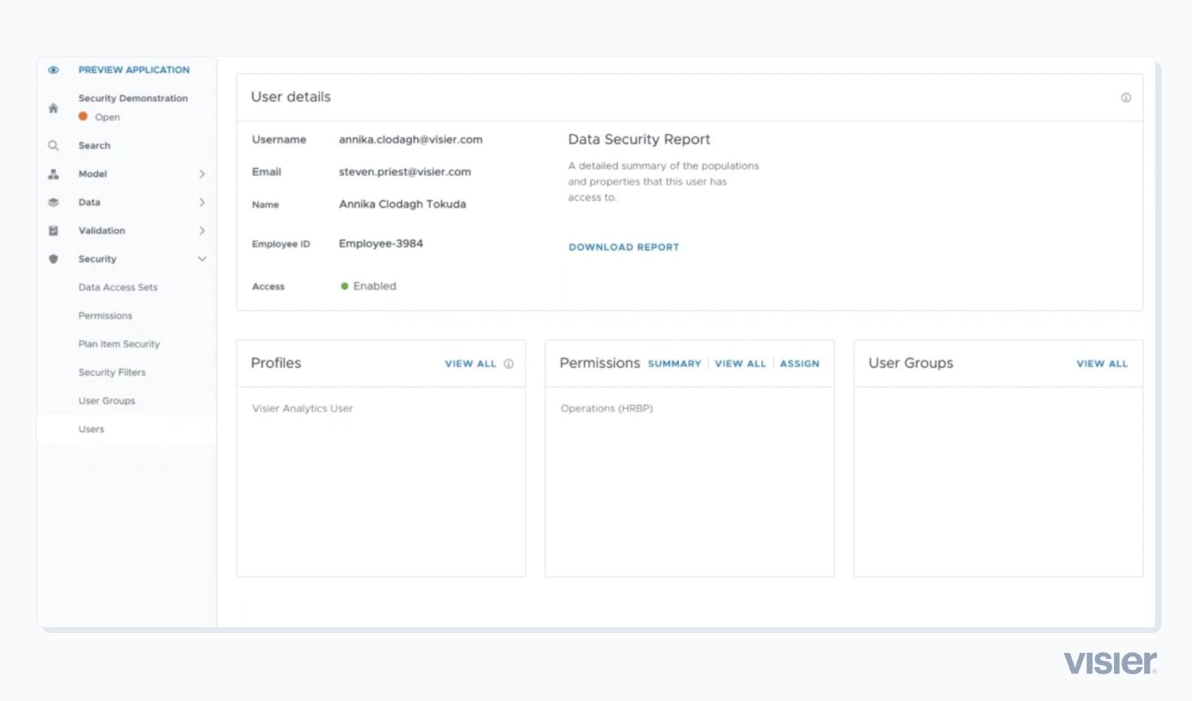 Sample data security report