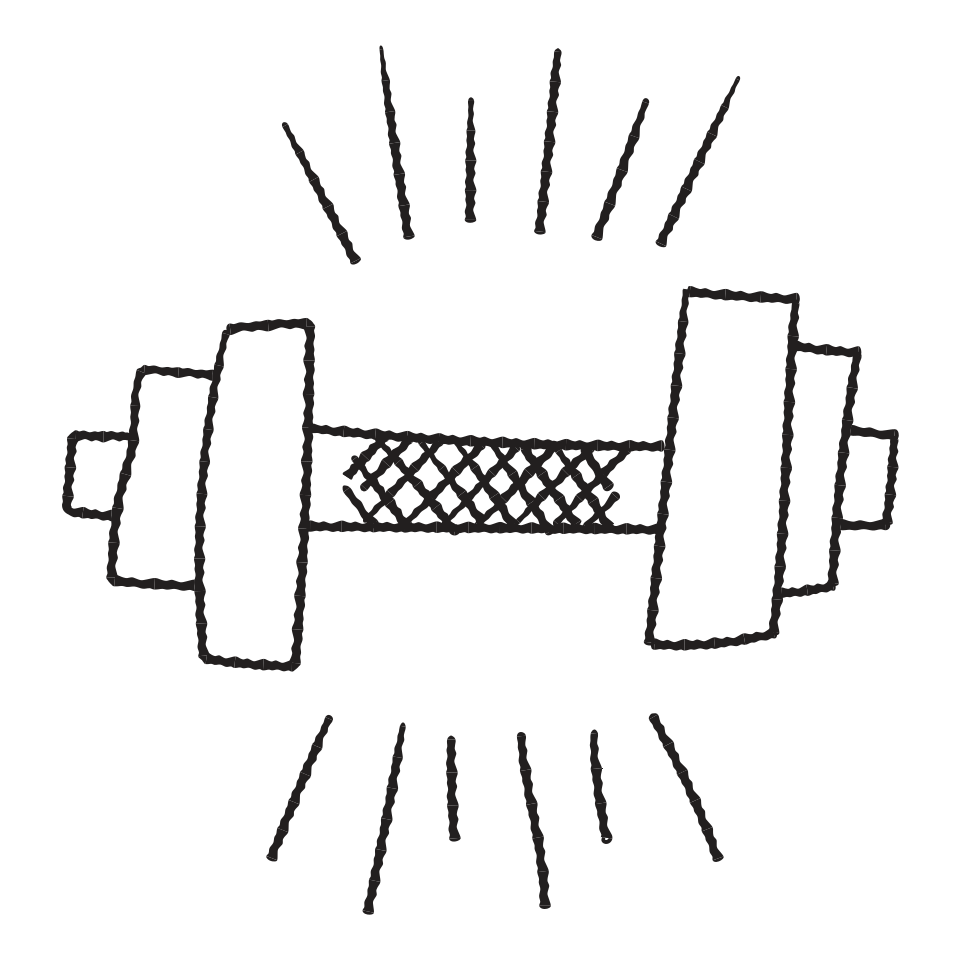 A dumbbell with motion lines