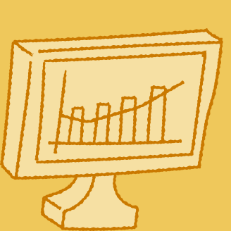 Monitor with a rising bar chart