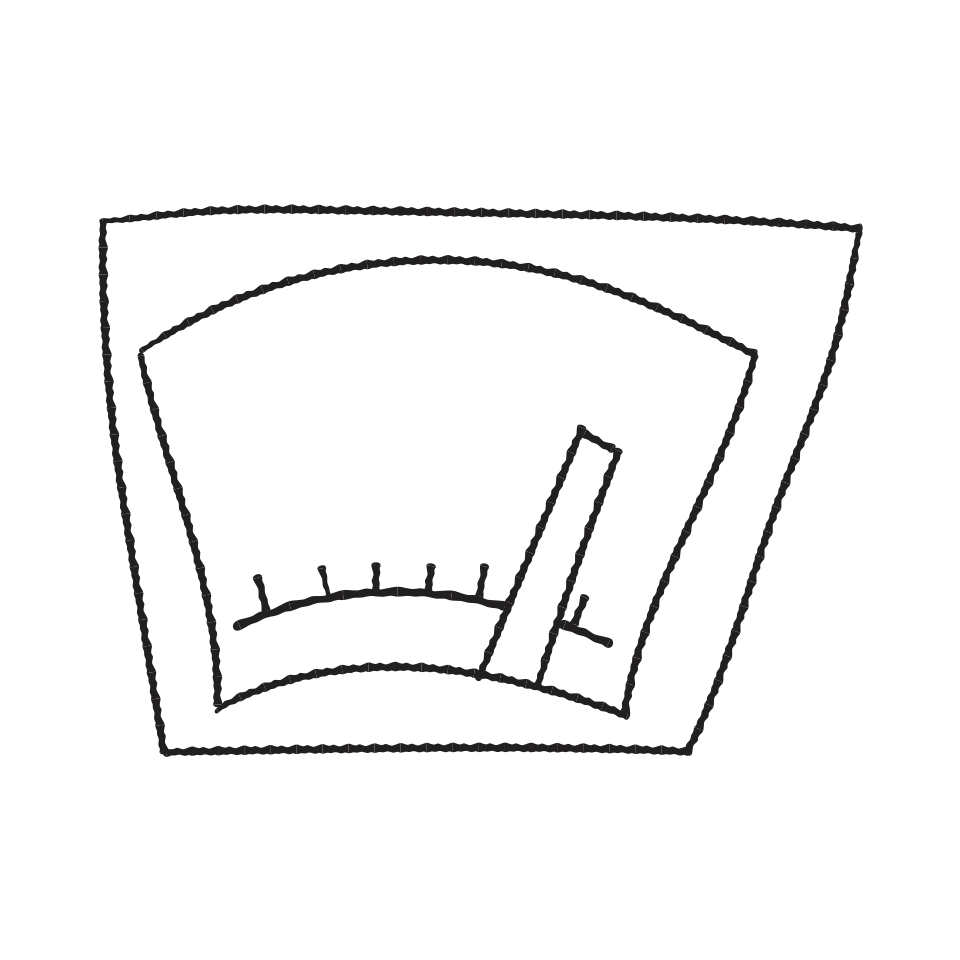 A speedometer-style gauge