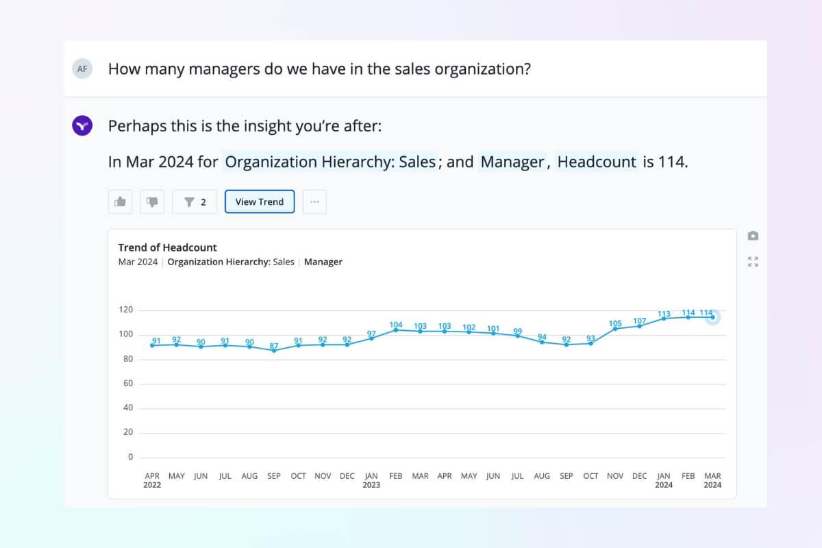 Vee can answer questions about managers for HRBPs.