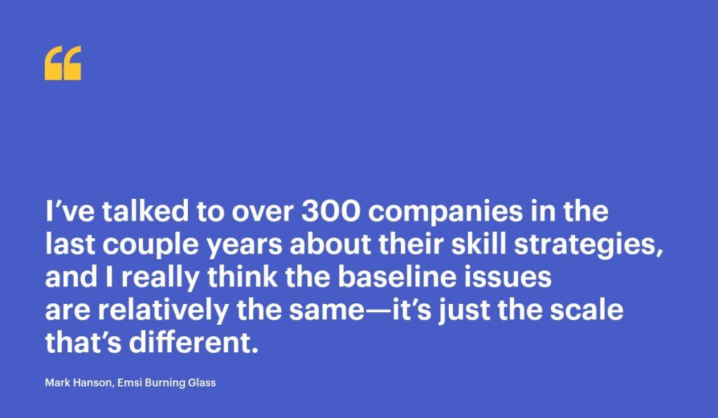 I've talked to over 300 companies in the last couple years about their skill strategies, and I really think the baseline issues are relatively the same—it's just the scale that's different.