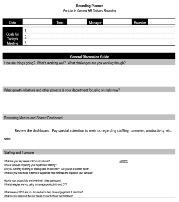 Sample Rounding report from Ascension
