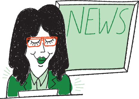 Illustration of a news anchor at a desk