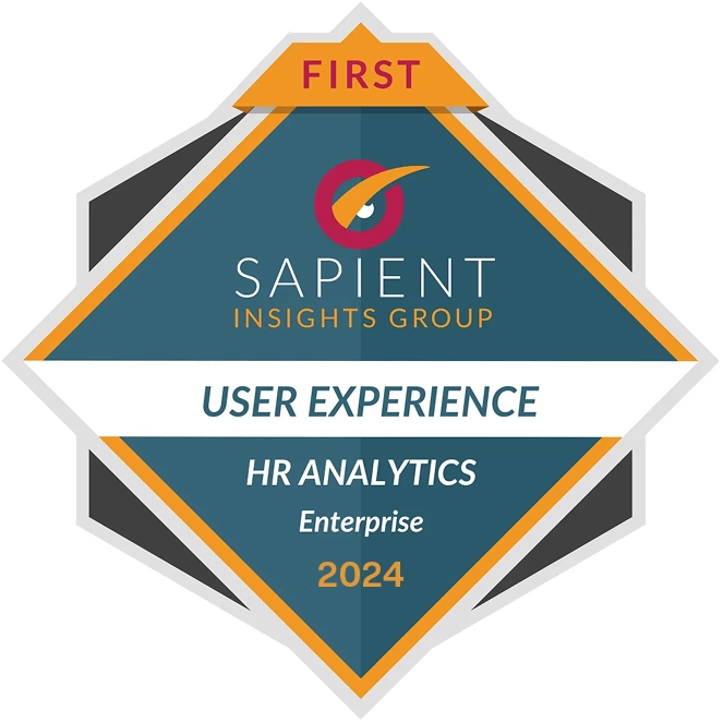 Sapient Insights Group HR Systems Survey badge: First place, User Experience, HR Analytics Enterprise, 2024