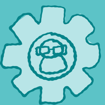 Gear with a face wearing glasses