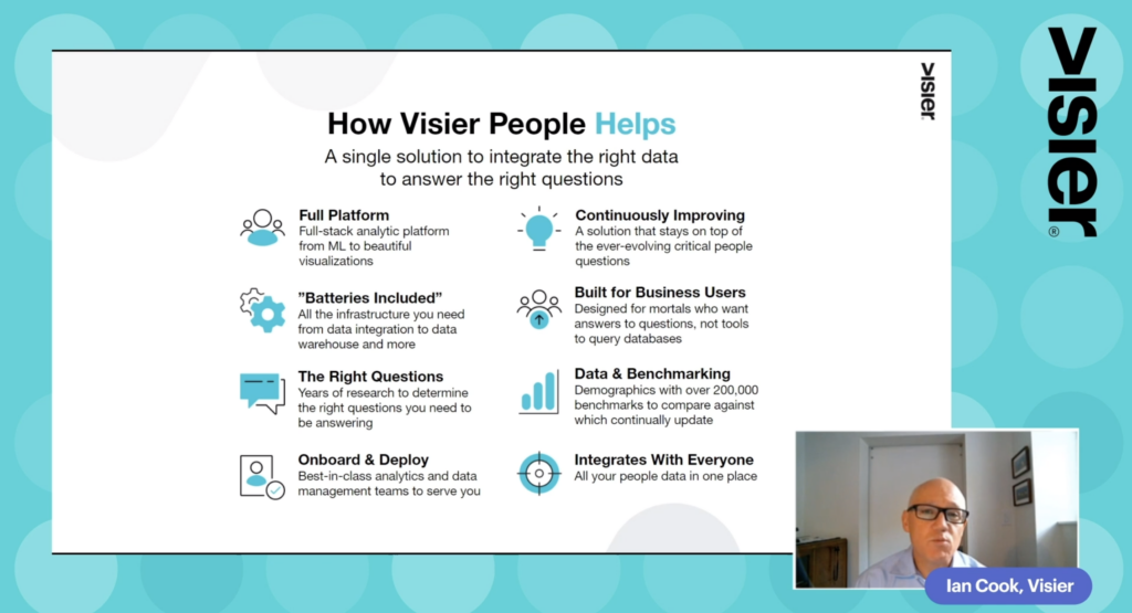 Screenshot from Visier demo session showing some benefits of Visier People