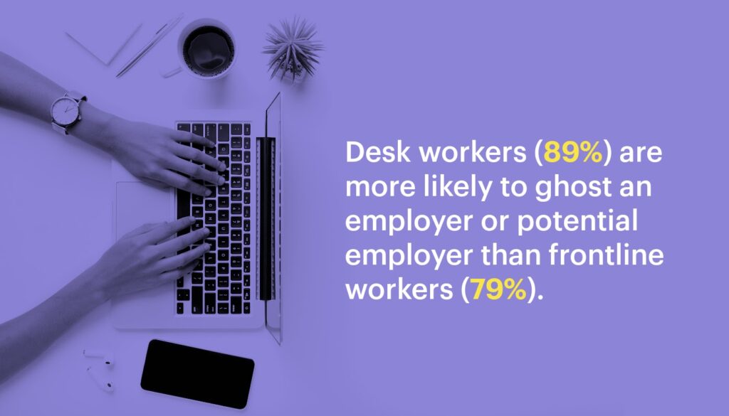 desk workers are more likely to abandon the hiring process than are frontline workers