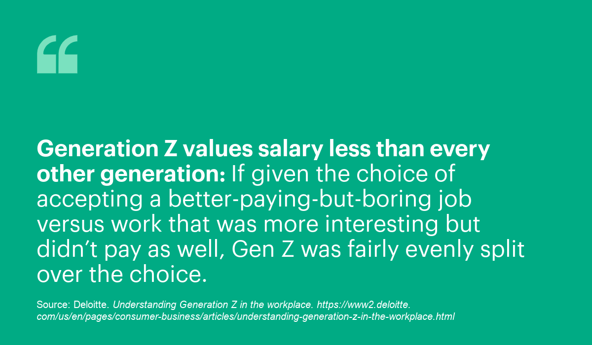 What gen z values in a job offer. 