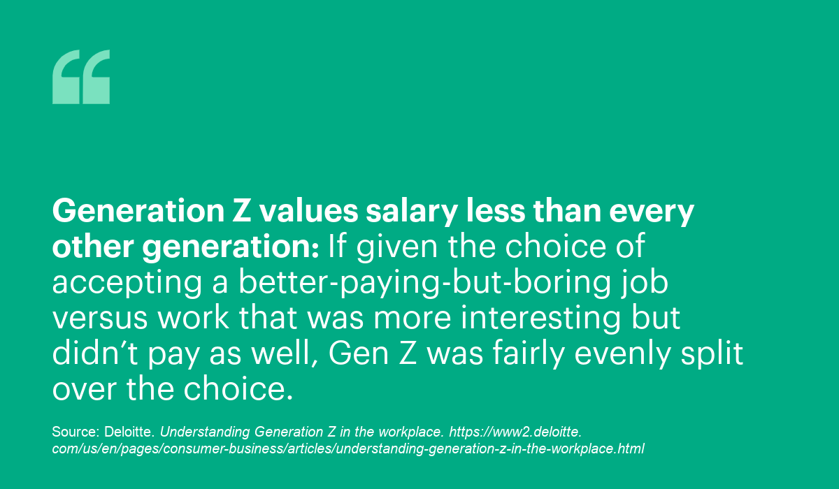 What gen z values in a job offer.
